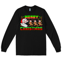Black Merry Christmas Long Sleeve Tee - CowhideDigitalArt