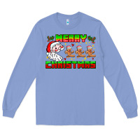 Colony Blue Merry Christmas Long Sleeve Tee - CowhideDigitalArt