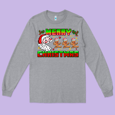Merry Christmas Long Sleeve Tee Designed By Cowhidedigitalart