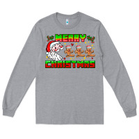 Heather Grey Merry Christmas Long Sleeve Tee - CowhideDigitalArt