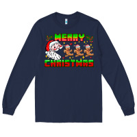 Navy Merry Christmas Long Sleeve Tee - CowhideDigitalArt