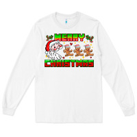 White Merry Christmas Long Sleeve Tee - CowhideDigitalArt