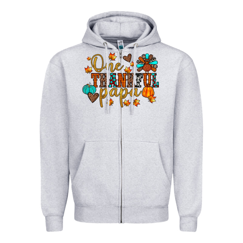 One Thankful Papa Zipper Hoodie by JahusDesignShop | Teevron