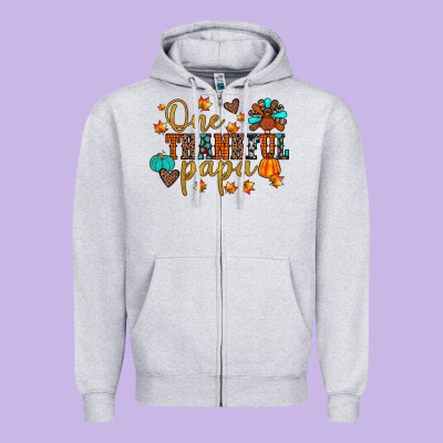 One Thankful Papa Zipper Hoodie Designed By Jahusdesignshop