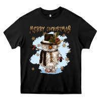 Black merry christmas snowman Heavy Core Tee - CowGirlArtShop