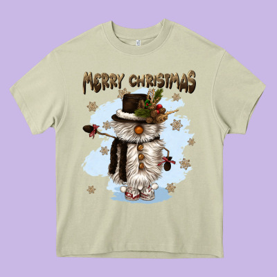 Merry Christmas Snowman Heavy Core Tee Designed By Cowgirlartshop