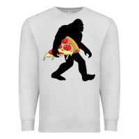Dove Grey bigfoot carrying pizza Premium Sweatshirt - artisFamous