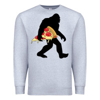 Heather Grey bigfoot carrying pizza Premium Sweatshirt - artisFamous