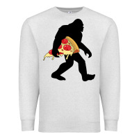 Oatmeal Heather bigfoot carrying pizza Premium Sweatshirt - artisFamous