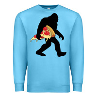 Ocean Blue bigfoot carrying pizza Premium Sweatshirt - artisFamous
