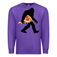 Purple bigfoot carrying pizza Premium Sweatshirt - artisFamous