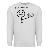 Dove Grey Plz Use It Text Graphic Premium Sweatshirt - artisFamous