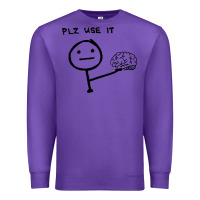 Purple Plz Use It Text Graphic Premium Sweatshirt - artisFamous