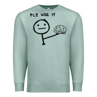 Seafoam Plz Use It Text Graphic Premium Sweatshirt - artisFamous