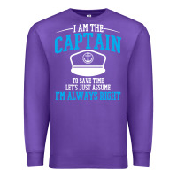 Purple captain funny boating sailing Premium Sweatshirt - artisFamous