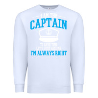 White captain funny boating sailing Premium Sweatshirt - artisFamous