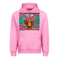 Fuchsia Pink easter longhaired cow Urban Hoodie - Jasminsmagicworld