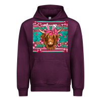 Mauve Wine easter longhaired cow Urban Hoodie - Jasminsmagicworld