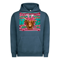 Pigment Midnight Navy easter longhaired cow Urban Hoodie - Jasminsmagicworld