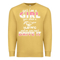 Antique Gold mustang i m a girl who drives a mustang Premium Sweatshirt - artisFamous