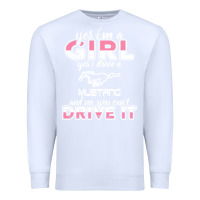 White mustang i m a girl who drives a mustang Premium Sweatshirt - artisFamous