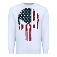 White the punisher american flag Premium Sweatshirt - artisFamous