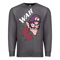 Charcoal Heather waluigi voice ( wah ) Premium Sweatshirt - artisFamous