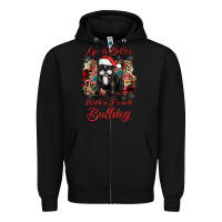 Black christmas life is better with a french bulldog Zipper Hoodie - JahusDesignShop
