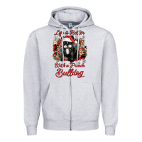 Heather Grey christmas life is better with a french bulldog Zipper Hoodie - JahusDesignShop