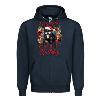 Navy christmas life is better with a french bulldog Zipper Hoodie - JahusDesignShop