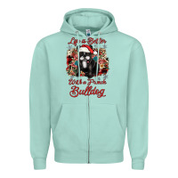 Seafoam christmas life is better with a french bulldog Zipper Hoodie - JahusDesignShop
