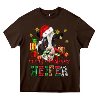 Chocolate Brown merry christmas heifer cow Heavy Core Tee - CowGirlArtShop