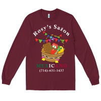 Burgundy logo for rosys saon mexicano Long Sleeve Tee - CowhideDigitalArt