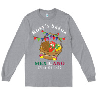 Heather Grey logo for rosys saon mexicano Long Sleeve Tee - CowhideDigitalArt