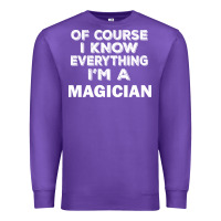 Purple i know everything i'm a magician Premium Sweatshirt - artisFamous
