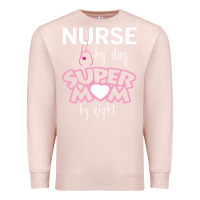 Pale Pink nurse by day super mom by night Premium Sweatshirt - artisFamous