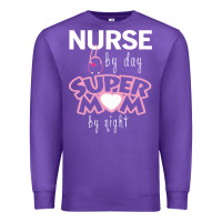 Purple nurse by day super mom by night Premium Sweatshirt - artisFamous