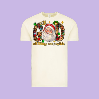 With God All Things Are Possible With Santa Claus Bbs Vintage Tee Designed By Bundleandbundleshop