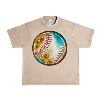 French Oak baseball with sunflower round earrings Urban Heavy Tee - BundleAndBundleShop
