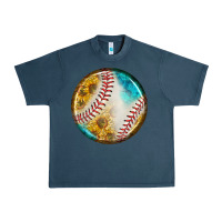 Midnight Navy baseball with sunflower round earrings Urban Heavy Tee - BundleAndBundleShop