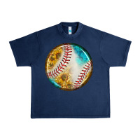 Navy baseball with sunflower round earrings Urban Heavy Tee - BundleAndBundleShop