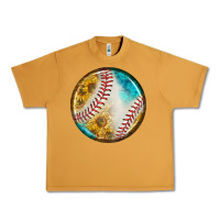 Peanut Butter baseball with sunflower round earrings Urban Heavy Tee - BundleAndBundleShop