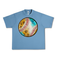 Pebble Blue baseball with sunflower round earrings Urban Heavy Tee - BundleAndBundleShop
