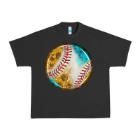Pigment Black baseball with sunflower round earrings Urban Heavy Tee - BundleAndBundleShop