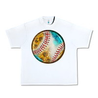 Baseball With Sunflower Round Earrings Urban Heavy Tee | Teevron