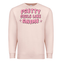 Pale Pink Pretty Girls Like Anime Premium Sweatshirt - artisFamous