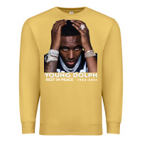 Antique Gold Rest in Peace Young Dolph Premium Sweatshirt - artisFamous