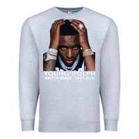 Heather Grey Rest in Peace Young Dolph Premium Sweatshirt - artisFamous