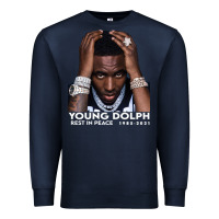 Navy Rest in Peace Young Dolph Premium Sweatshirt - artisFamous