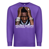 Purple Rest in Peace Young Dolph Premium Sweatshirt - artisFamous